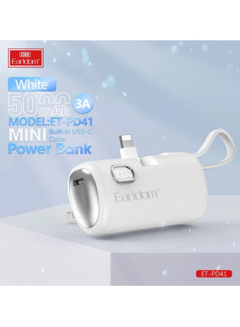 Earldom Mini 5000mAh 22.5W Powerbank  PD41 | Compact & Fast Charging Portable Power Bank for Smartphones, Tablets, and More | Lightweight Design, USB-C & USB-A Ports - Image 2