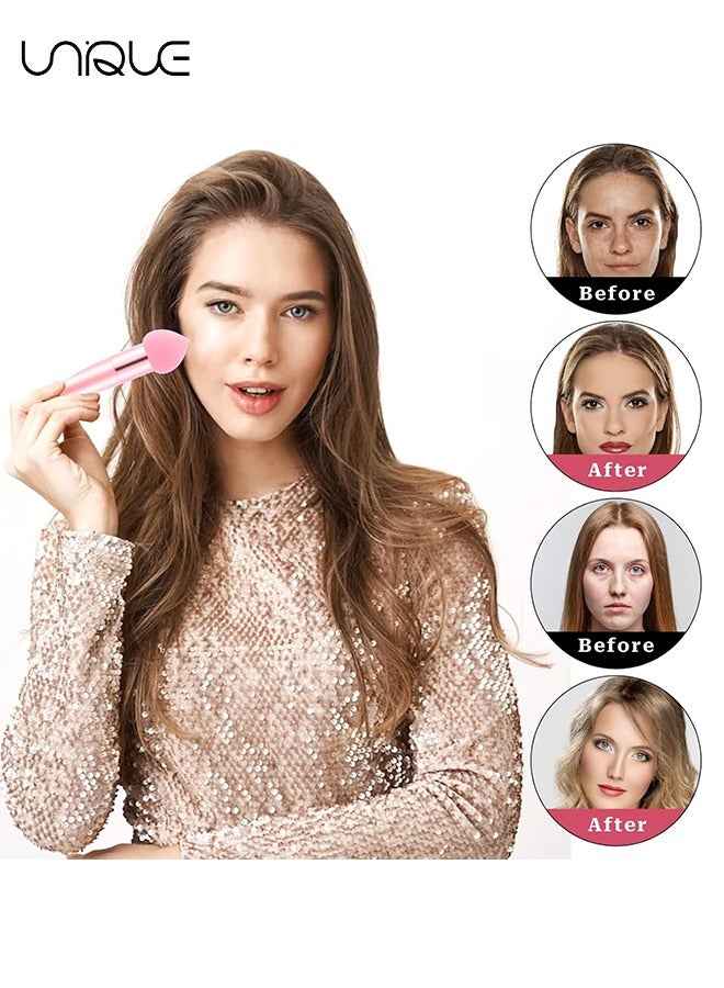 Unique 3 PCS Makeup Sponge Facial Foundation Sponge Professional Makeup Blending Sponge with Handle Beauty Sponge Blender Dry & Wet Use Makeup Sponges for Foundation（Pink） - Image 4