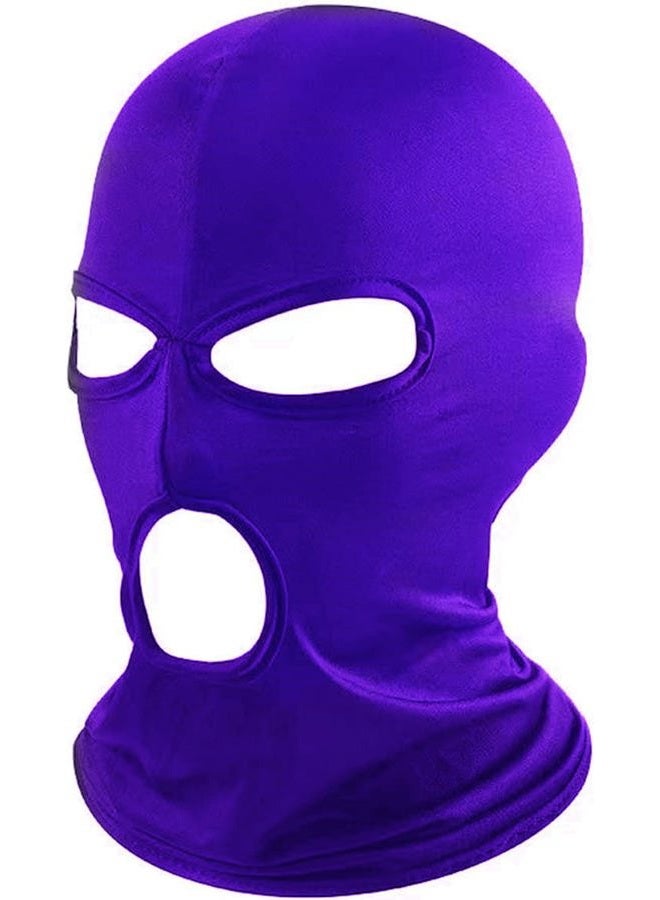 WYSUMMER 3 Holes Full Face Mask,Women Men Thin Balaclava Face Mask for Motorcycle Bike Hunting Cycling Cap Ski, purple, One size - Image 1