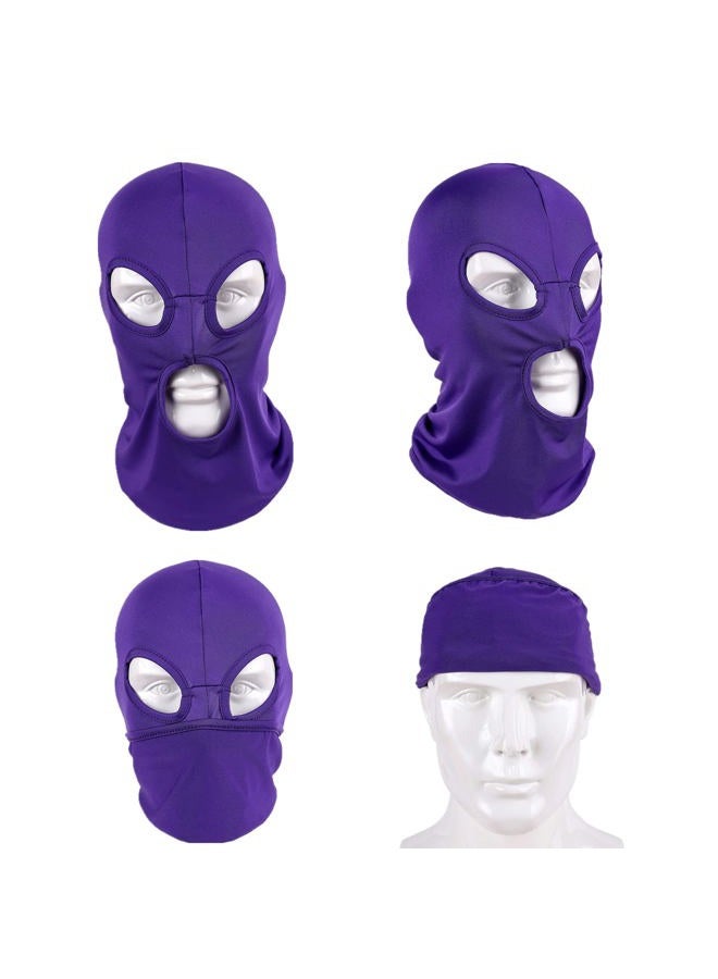 WYSUMMER 3 Holes Full Face Mask,Women Men Thin Balaclava Face Mask for Motorcycle Bike Hunting Cycling Cap Ski, purple, One size - Image 2