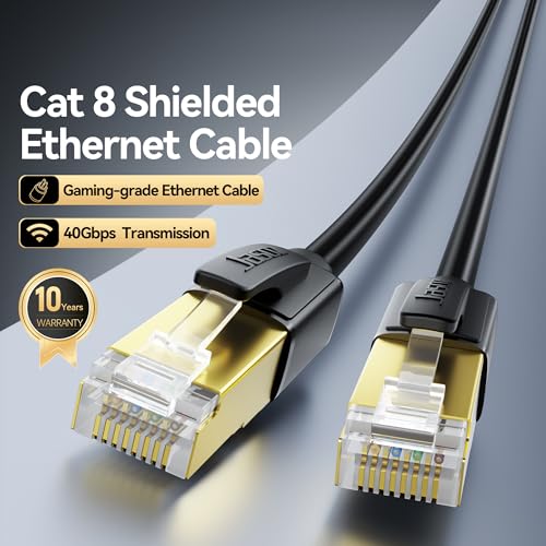 DiamondTiger Cat 8 Ethernet Cable, High Speed 40Gbps 2000Mhz Network Cord RJ45 Shielded Indoor Heavy Duty LAN Cables Compatible for Gaming PC PS5 Xbox Modem Router(6FT/2M) - Image 2