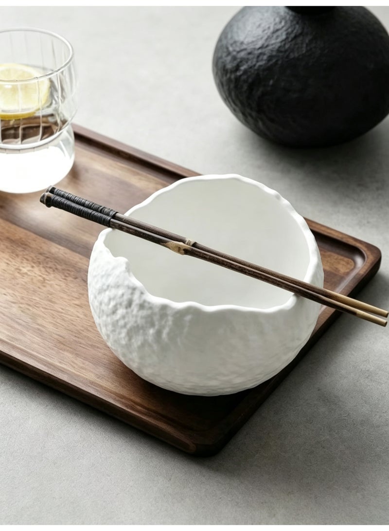 MAIDI 1-Piece Irregular Edge Ceramic Serving Bowl Retro Textured Decorative Dish For Soup, Salad & Living Room Decor - Image 1