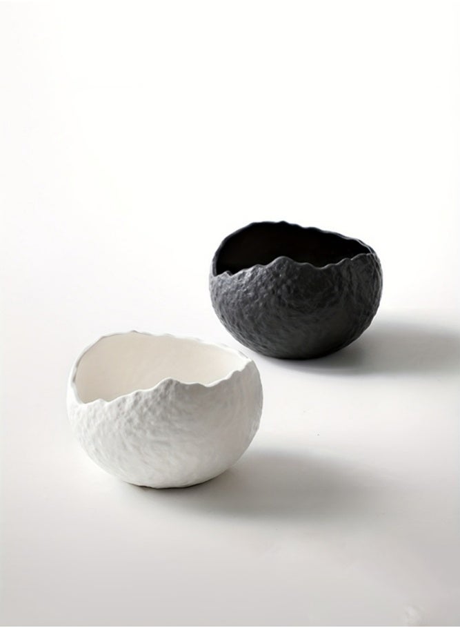 MAIDI 1-Piece Irregular Edge Ceramic Serving Bowl Retro Textured Decorative Dish For Soup, Salad & Living Room Decor - Image 4