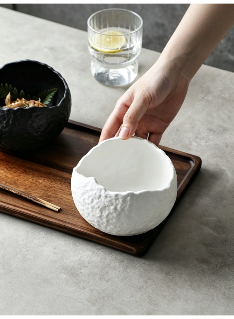 MAIDI 1-Piece Irregular Edge Ceramic Serving Bowl Retro Textured Decorative Dish For Soup, Salad & Living Room Decor - Image 2