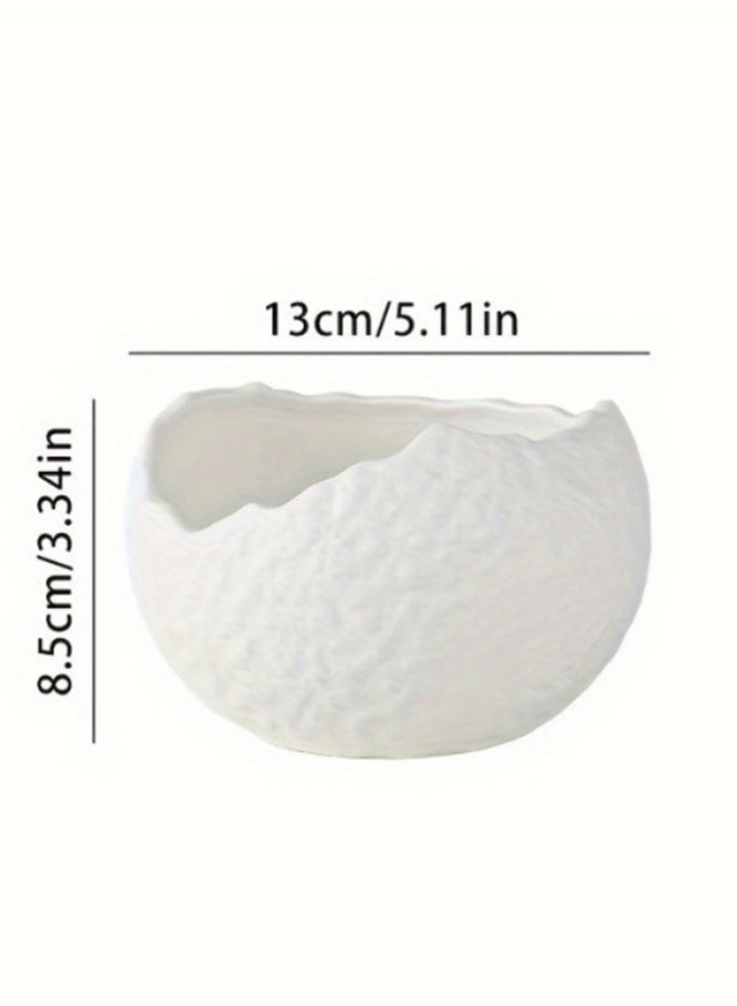 MAIDI 1-Piece Irregular Edge Ceramic Serving Bowl Retro Textured Decorative Dish For Soup, Salad & Living Room Decor - Image 3