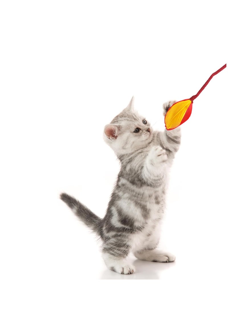 SYOSI - 3 PCS Interactive Cat Wand Toys Colorful Rope Cat Toys Interactive Cat Teaser Wand String with Feather Tail and Bell Cat String Toys for for Indoor Cats Kitten - Image 1