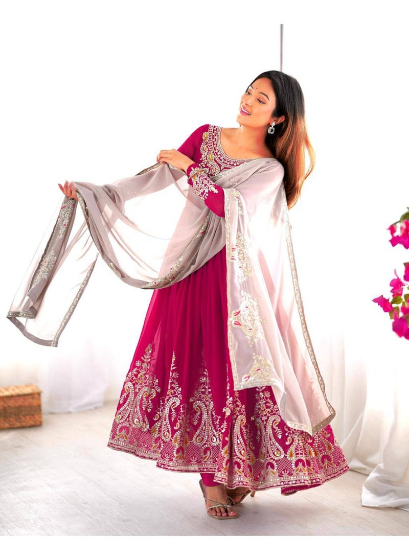 Super Asian - Premium Heavy Georgette Embroidered Gown with Dupatta – Multi-Thread & 5mm Sequin Party Wear | Fully Stitched - Image 1