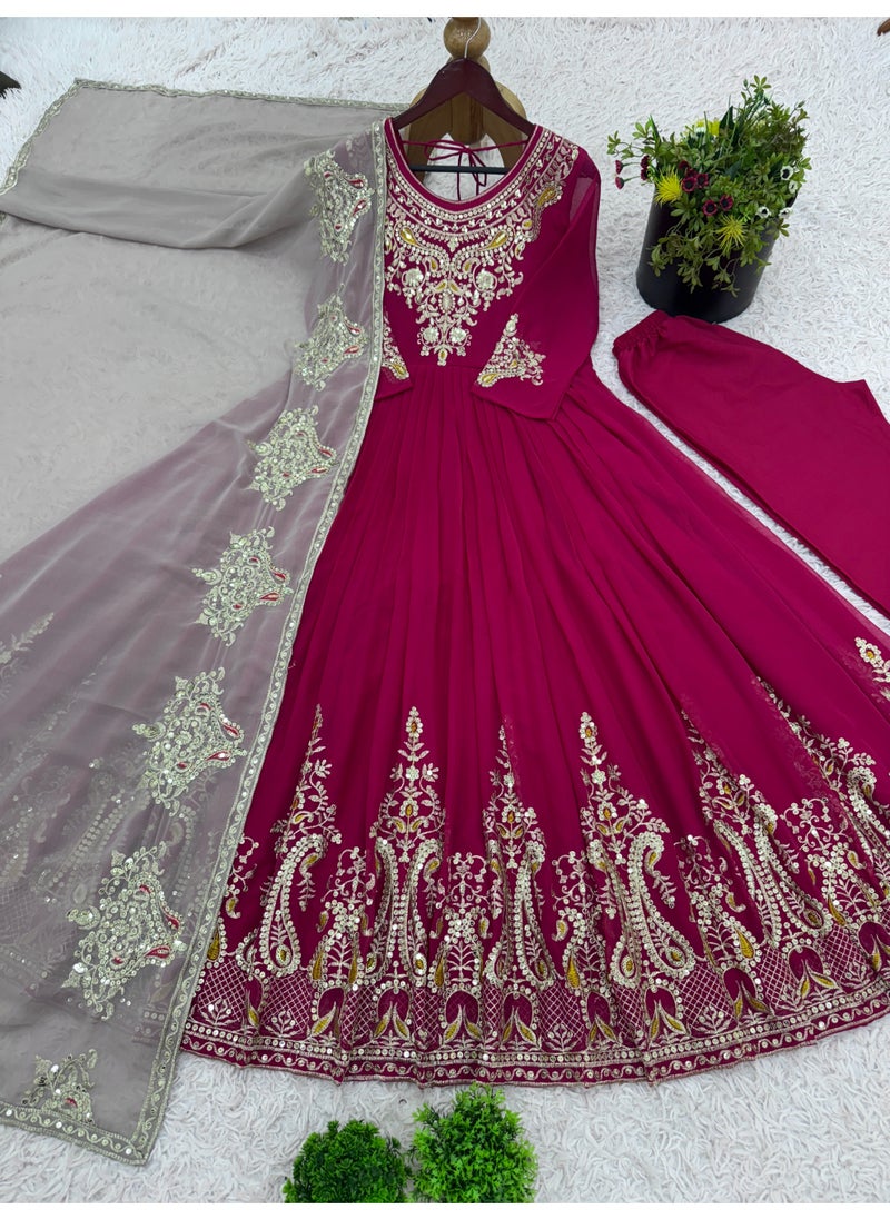 Super Asian - Premium Heavy Georgette Embroidered Gown with Dupatta – Multi-Thread & 5mm Sequin Party Wear | Fully Stitched - Image 1
