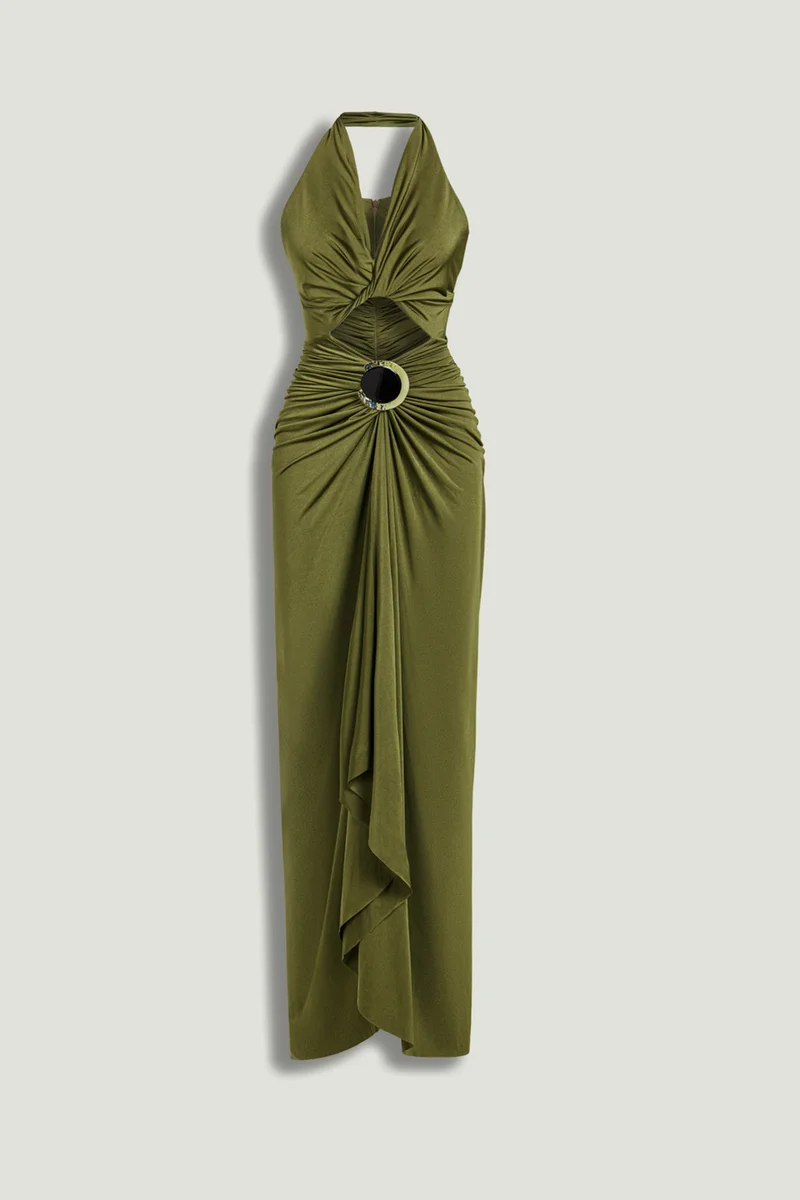Nocturne Cut-Out Halter Maxi Dress