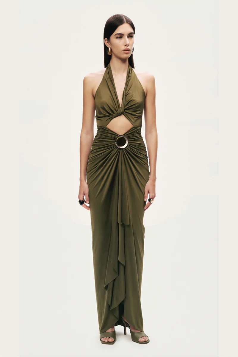 Nocturne Cut-Out Halter Maxi Dress