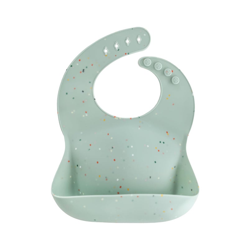 mushie Silicone Baby Bib | Adjustable Fit Waterproof Bibs (Cambridge Blue Confetti) - Image 1