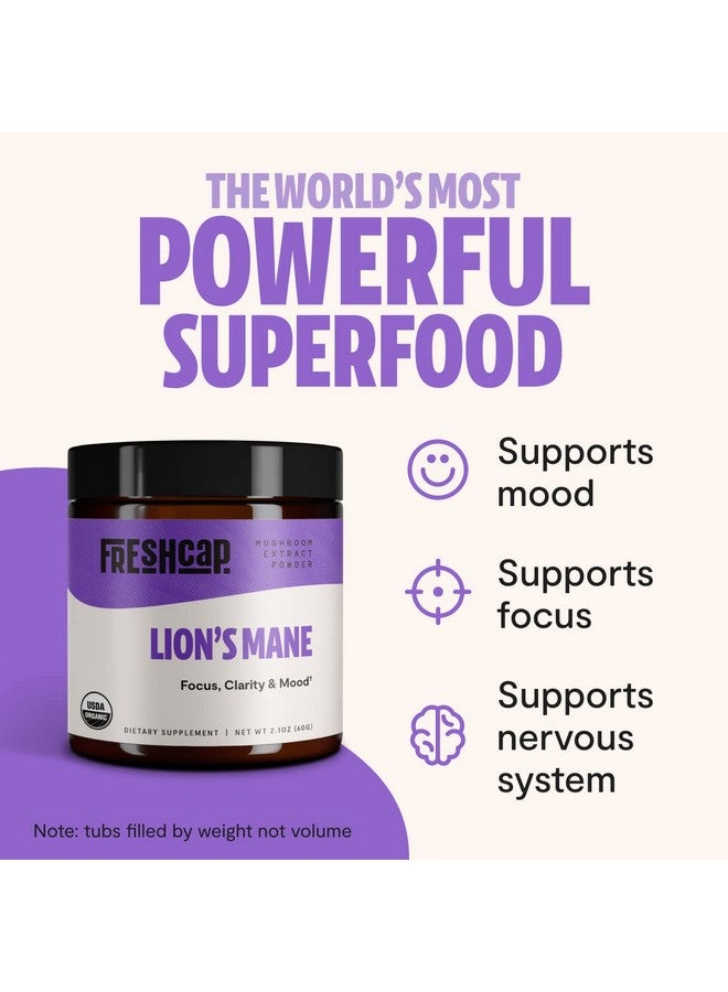 FreshCap Mushrooms Freshcap Lion Mane Powder Supplement Organic Lion Mane Mushroom For Brain Function Mood Focus And Memory 60 Servings - Image 3