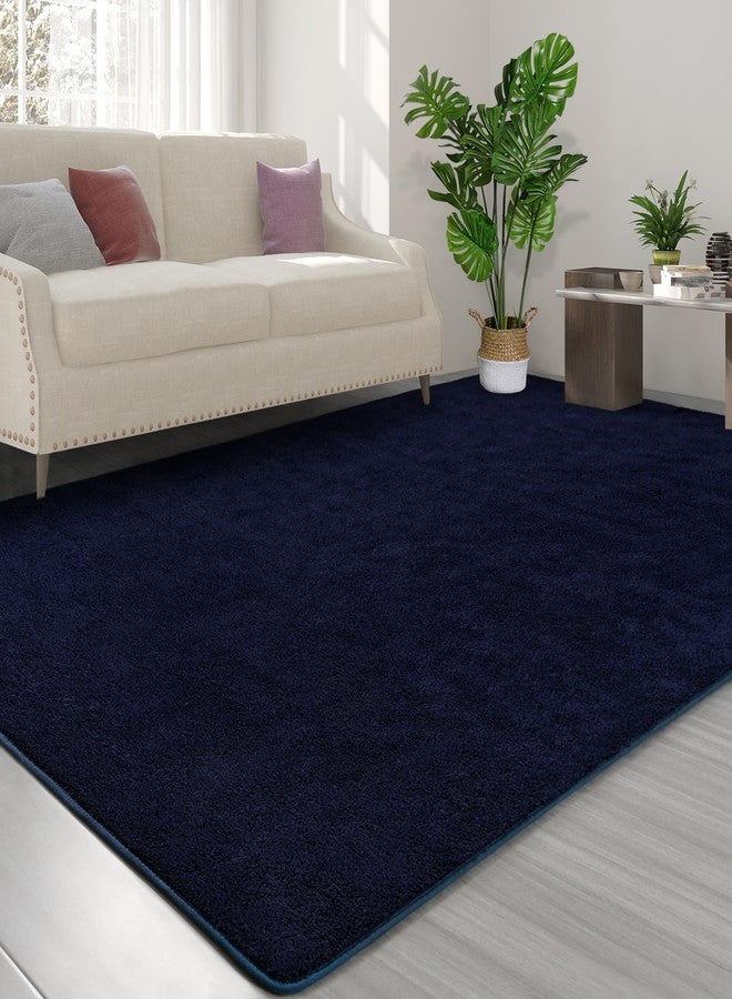 FlyDOIT Area Rugs for Bedroom Living Room, 6x9 Navy Blue Super Soft Comfy Thickened Memory-Foam Indoor Carpets, Modern Aesthetic Minimalist Carpet for Boys Girls Adults Apartment Nursery Home Décor - Image 3