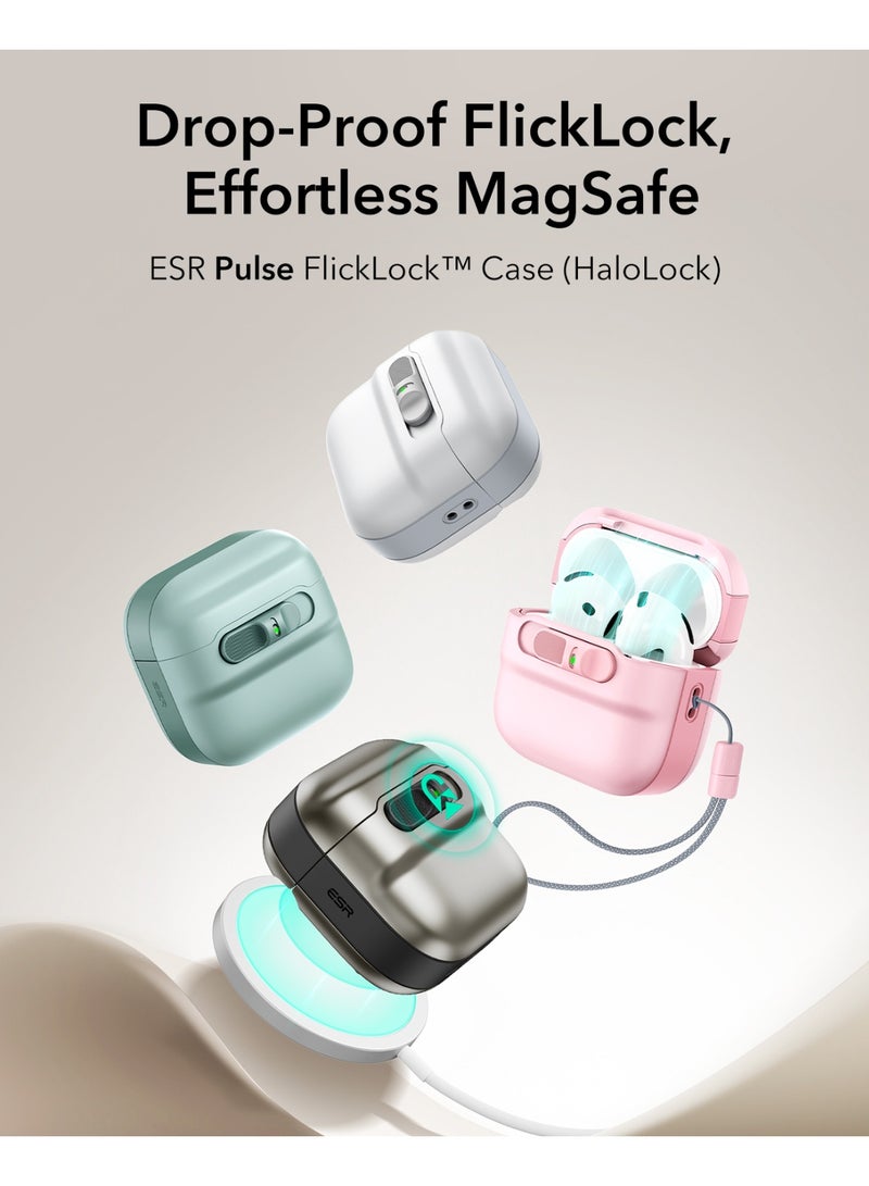 ESR for AirPods 4 Case, Compatible with AirPods 4 Generation Case (2024)(USB-C), MagSafe Compatible, Magnetic Lid Lock, Drop-Proof Protection Cover with Lanyard, Pulse Series black - Image 3
