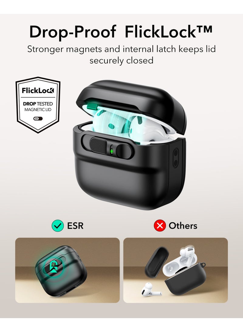 ESR for AirPods 4 Case, Compatible with AirPods 4 Generation Case (2024)(USB-C), MagSafe Compatible, Magnetic Lid Lock, Drop-Proof Protection Cover with Lanyard, Pulse Series black - Image 4