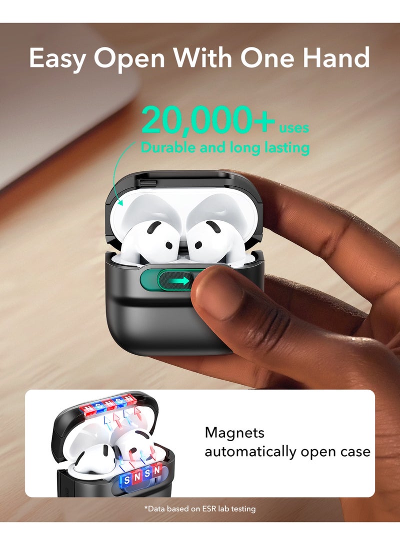 ESR for AirPods 4 Case, Compatible with AirPods 4 Generation Case (2024)(USB-C), MagSafe Compatible, Magnetic Lid Lock, Drop-Proof Protection Cover with Lanyard, Pulse Series black - Image 5
