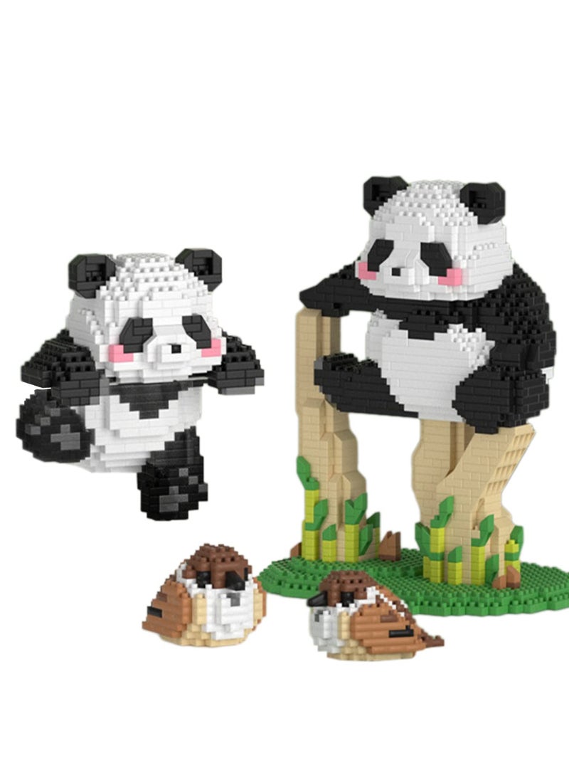 SYOSI Micro Building Blocks Animal Set, Cute Panda DIY Mini 3D Building Toy Bricks, Panda Bamboo Animals Building Blocks, Party Favors for Kids Boys Girls, 1558 Pieces KLJM-09 (2 in 1 Panda C)  - Image 1
