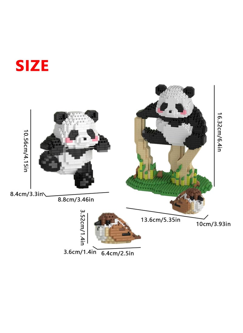 SYOSI Micro Building Blocks Animal Set, Cute Panda DIY Mini 3D Building Toy Bricks, Panda Bamboo Animals Building Blocks, Party Favors for Kids Boys Girls, 1558 Pieces KLJM-09 (2 in 1 Panda C)  - Image 3