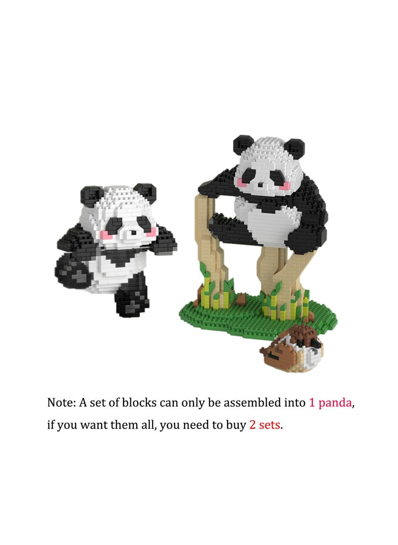 SYOSI Micro Building Blocks Animal Set, Cute Panda DIY Mini 3D Building Toy Bricks, Panda Bamboo Animals Building Blocks, Party Favors for Kids Boys Girls, 1558 Pieces KLJM-09 (2 in 1 Panda C)  - Image 4