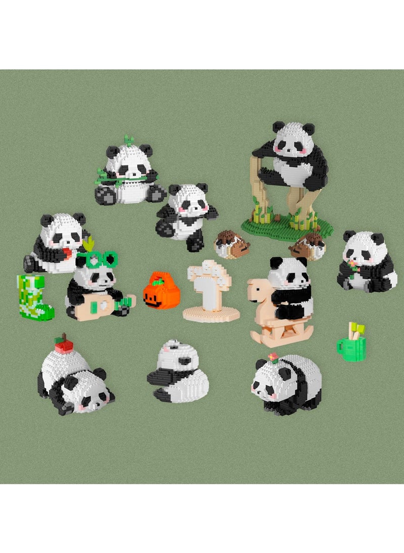 SYOSI Micro Building Blocks Animal Set, Cute Panda DIY Mini 3D Building Toy Bricks, Panda Bamboo Animals Building Blocks, Party Favors for Kids Boys Girls, 1558 Pieces KLJM-09 (2 in 1 Panda C)  - Image 5