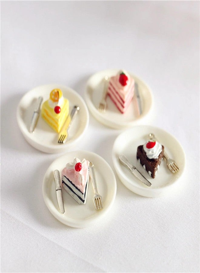 RillyRellow Miniature Cake and Utensil Set, Mini Cake, Dollhouse Cake Decoration Prop, for Dollhouse Miniature, Craft Supplies (Chocolate Strawberry) - Image 1