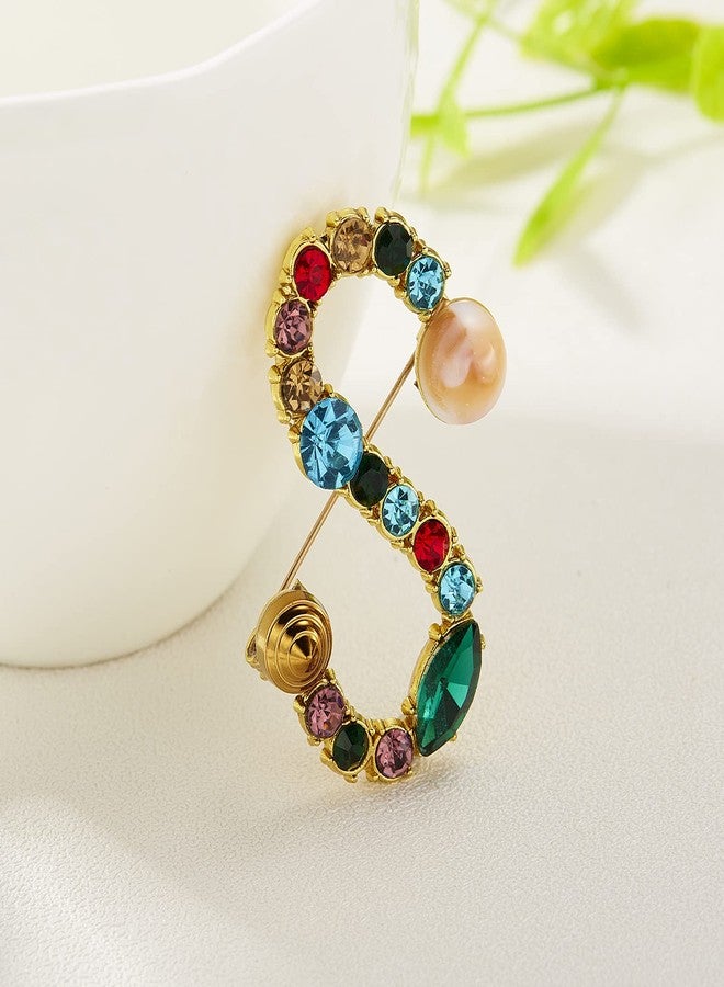 RINHOO Crystal Pearl Initial Brooch Gold Plated Enamel Colorful Letter Alphabet Breastpin Pin Jewelry for GIFTS (Gold S) - Image 2