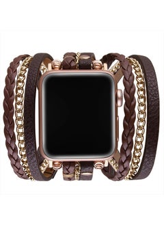 Vikoros Bracelet Bands Compatible with Apple Watch Band Ultra iWatch Series 8 7 6 5 4 3 2 1 SE 49MM 45MM 44MM 42MM 38MM 40MM 41MM, Luxury Designer Western Boho Leather Wrap Dressy Strap for Women Girl