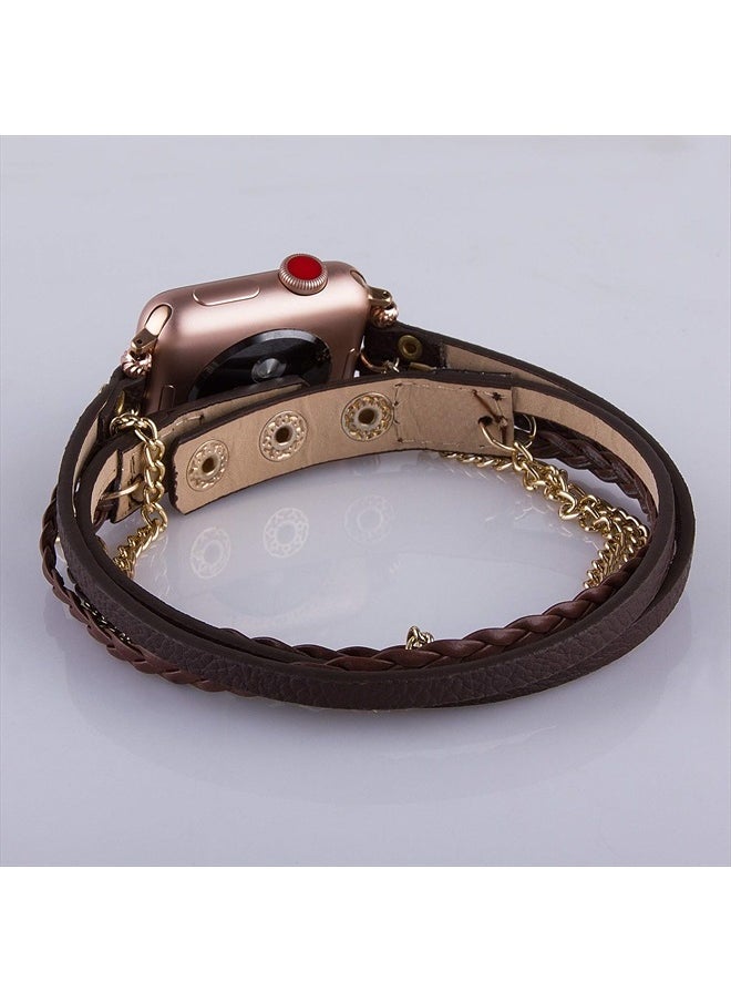 VIKOROS - Vikoros Bracelet Bands Compatible with Apple Watch Band Ultra iWatch Series 8 7 6 5 4 3 2 1 SE 49MM 45MM 44MM 42MM 38MM 40MM 41MM, Luxury Designer Western Boho Leather Wrap Dressy Strap for Women Girl - Image 1