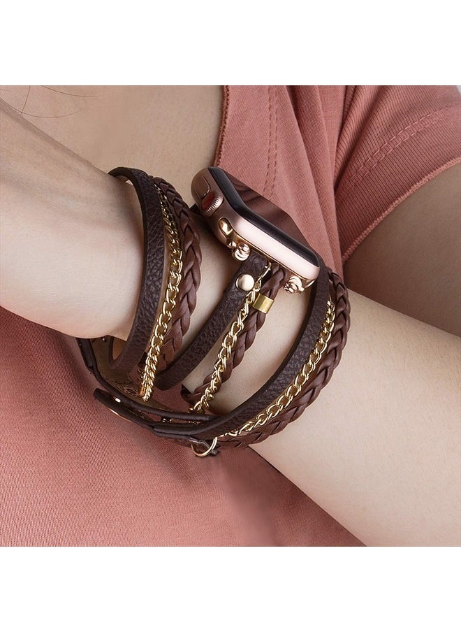 VIKOROS - Vikoros Bracelet Bands Compatible with Apple Watch Band Ultra iWatch Series 8 7 6 5 4 3 2 1 SE 49MM 45MM 44MM 42MM 38MM 40MM 41MM, Luxury Designer Western Boho Leather Wrap Dressy Strap for Women Girl - Image 1