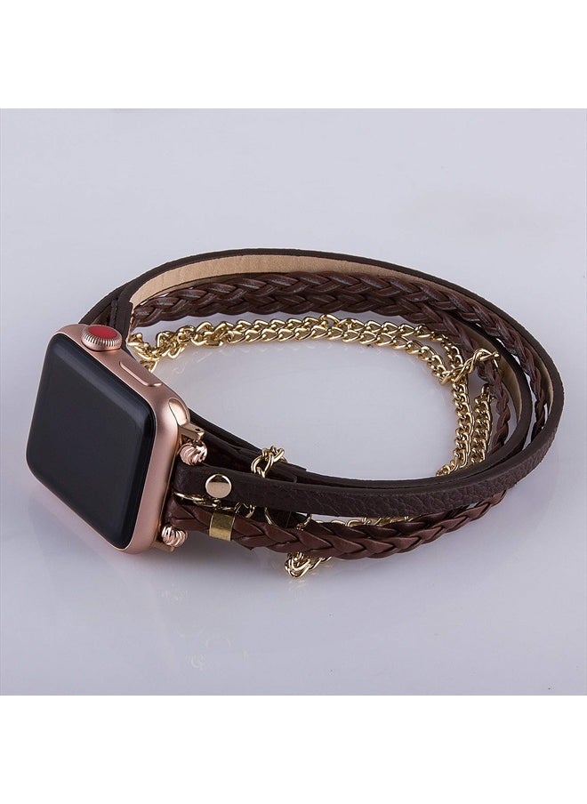 VIKOROS - Vikoros Bracelet Bands Compatible with Apple Watch Band Ultra iWatch Series 8 7 6 5 4 3 2 1 SE 49MM 45MM 44MM 42MM 38MM 40MM 41MM, Luxury Designer Western Boho Leather Wrap Dressy Strap for Women Girl - Image 1