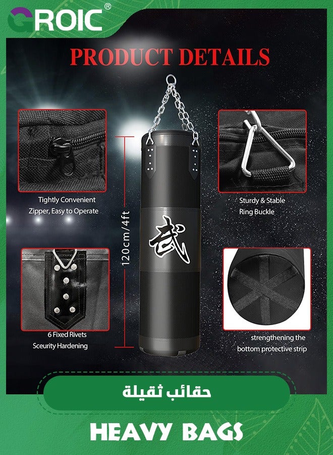 GROIC Punching Bag for Adults,120CM Oxford Heavy Boxing Bag Set, Hanging Bag with Punching Gloves, Hand Wraps, Chains,Taekwondo Home Gym Training Kickboxing for Muay Thai, MMA - Image 2