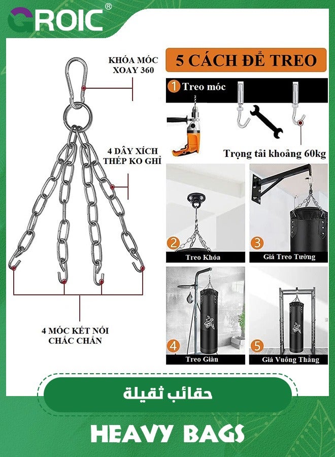 GROIC Punching Bag for Adults,120CM Oxford Heavy Boxing Bag Set, Hanging Bag with Punching Gloves, Hand Wraps, Chains,Taekwondo Home Gym Training Kickboxing for Muay Thai, MMA - Image 4