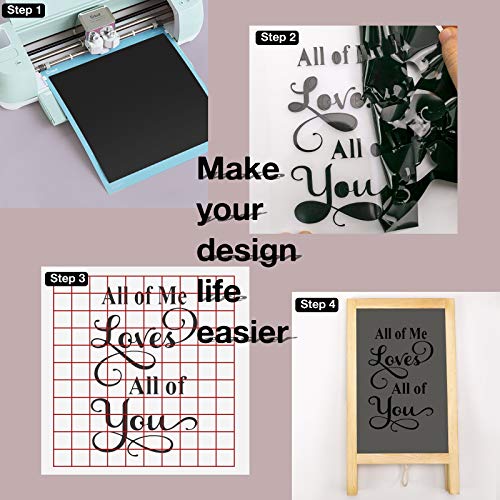 HTVRONT Black Permanent Vinyl - 12" x 50 FT Black Permanent Adhesive Vinyl Roll Compatible with Cricut Cutting Machine, Silhouette and Cameo - Image 2