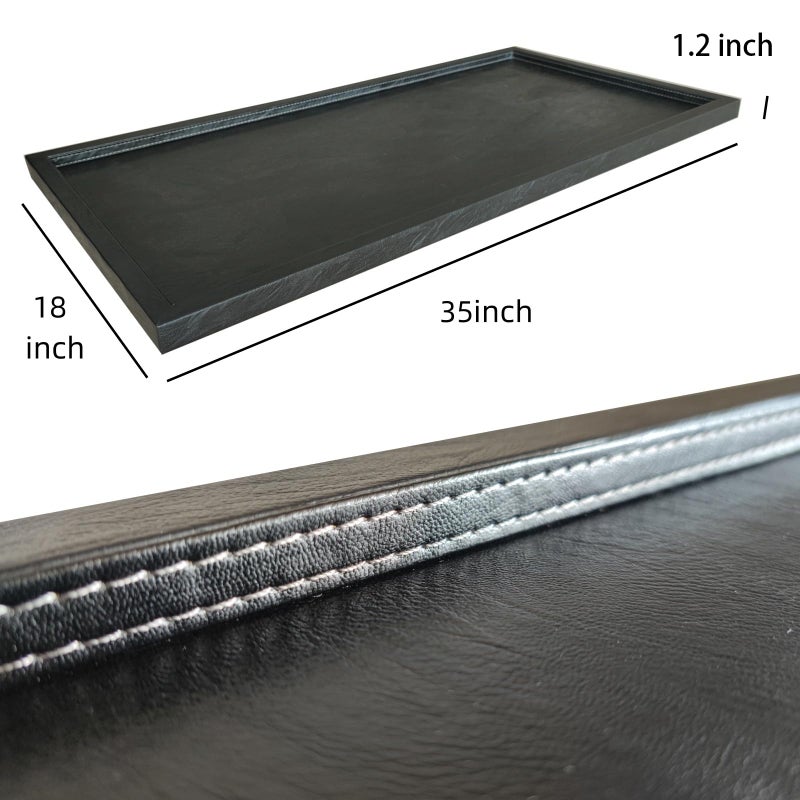 QAVOL 35 x 18 inches High-End Light Luxury Leather Rectangle Oversized Service Tray for Ottoman Tray, Coffee, Food, Family Dinner, Picnic, Party Essentials (Black, 35 x 18 inch) - Image 5