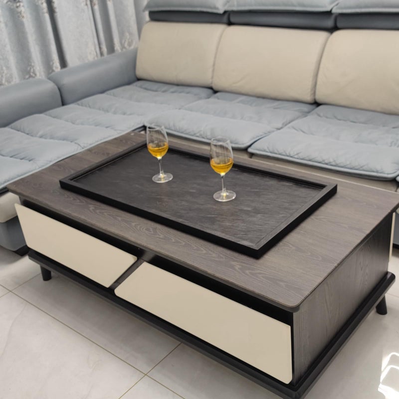 QAVOL 35 x 18 inches High-End Light Luxury Leather Rectangle Oversized Service Tray for Ottoman Tray, Coffee, Food, Family Dinner, Picnic, Party Essentials (Black, 35 x 18 inch) - Image 4