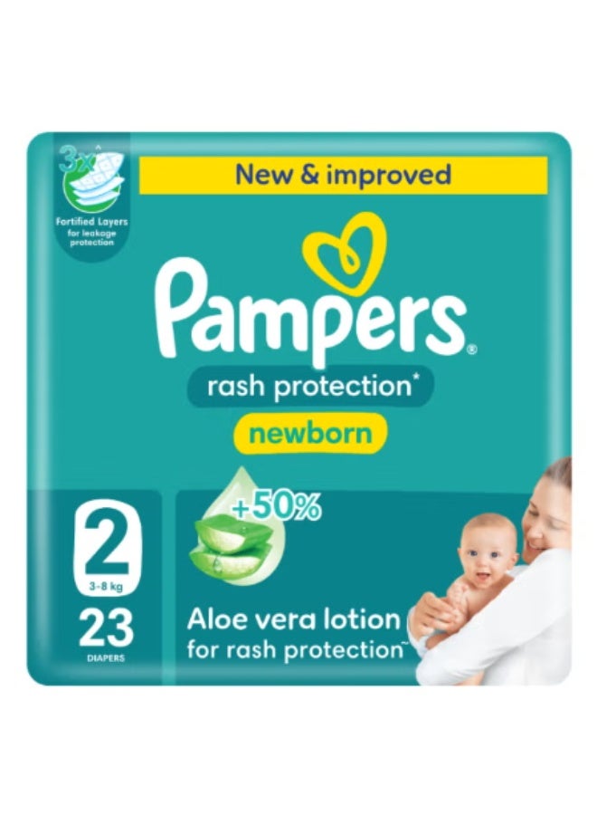 Baby-Dry Newborn Taped Diapers with Aloe Vera Lotion, Leakage Protection, Size 2, 3-8kg, 23s