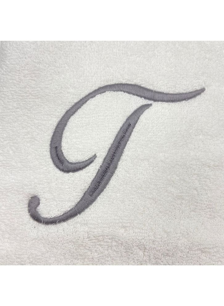BYFT Embroidered For You (White) Luxury Monogrammed Towels (Set of 1 Hand & 1 Bath Towel 50x80,70x140 Cm) 100% Cotton, Quick dry Bath Linen -600 Gsm (Silver Letter T) - Image 3