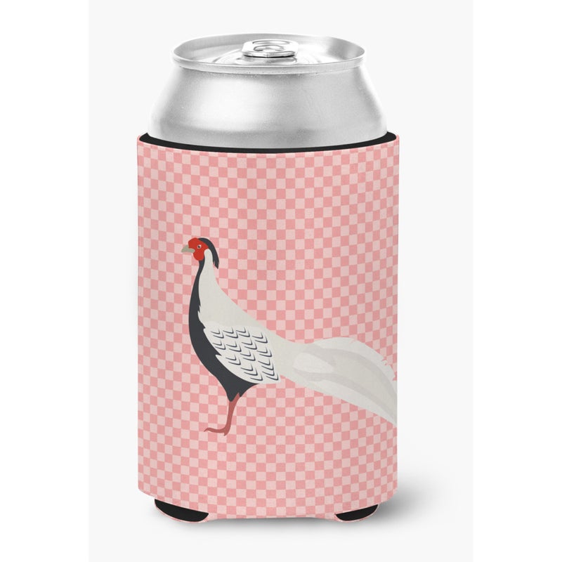 Caroline's Treasures ""Caroline's Treasures Silver Pheasant Pink Check Decorative Can Hugger  Multicolor"" 