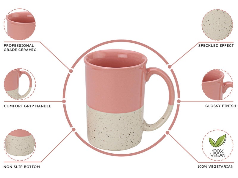 Bodhi House Ceramic Hand Glazed Tea and Coffee Mug with Coaster - 300ml | Set of 1 | Microwave & Dishwasher Safe | for Home Office - Pink - Image 5