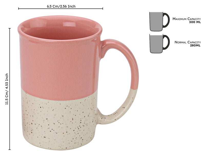 Bodhi House Ceramic Hand Glazed Tea and Coffee Mug with Coaster - 300ml | Set of 1 | Microwave & Dishwasher Safe | for Home Office - Pink - Image 3