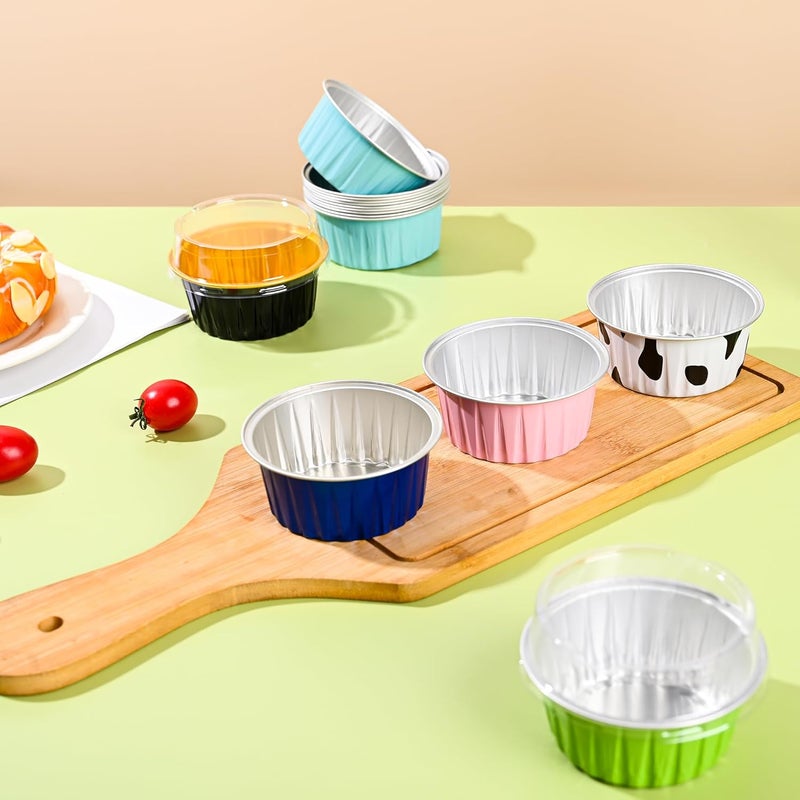 Findful Mini Aluminum Foil Cupcake Baking Cups with Lids (40pcs, 5oz) Round Cupcake Foil Liners Tart Pie Tin Pan Holder - Disposable Mini Cake Containers Flan Molds for Pudding, Souffle, Party, Wedding - Image 5
