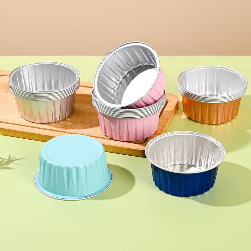 Findful Mini Aluminum Foil Cupcake Baking Cups with Lids (40pcs, 5oz) Round Cupcake Foil Liners Tart Pie Tin Pan Holder - Disposable Mini Cake Containers Flan Molds for Pudding, Souffle, Party, Wedding - Image 3