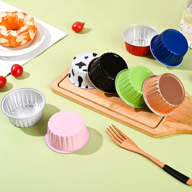 Findful Mini Aluminum Foil Cupcake Baking Cups with Lids (40pcs, 5oz) Round Cupcake Foil Liners Tart Pie Tin Pan Holder - Disposable Mini Cake Containers Flan Molds for Pudding, Souffle, Party, Wedding - Image 4