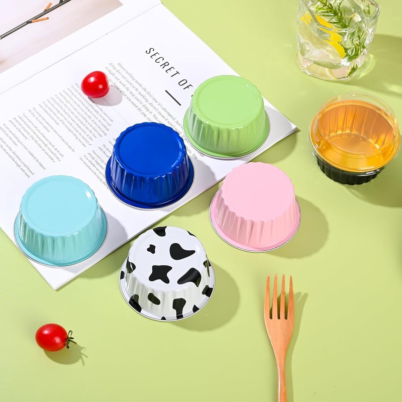 Findful Mini Aluminum Foil Cupcake Baking Cups with Lids (40pcs, 5oz) Round Cupcake Foil Liners Tart Pie Tin Pan Holder - Disposable Mini Cake Containers Flan Molds for Pudding, Souffle, Party, Wedding - Image 2