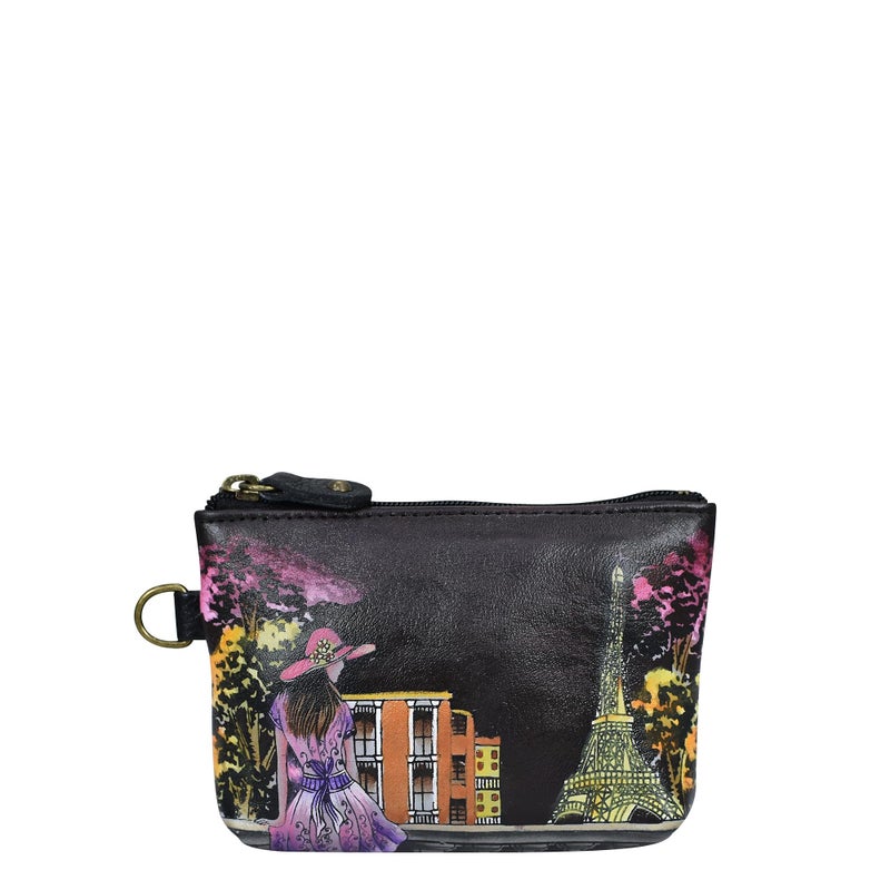 Anna by Anuschka Women's Hand Painted Leather Coin Pouch, Paris at Night - Image 4