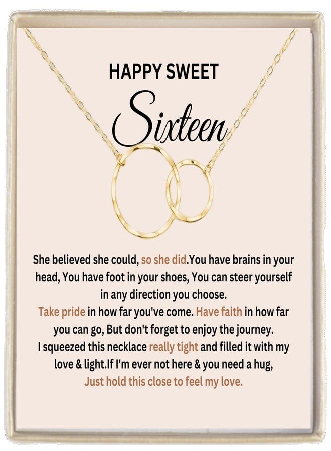 IPINK-Sweet 16 Gifts For Girls, 16th Birthday Gifts For 16 Year Old Girl, Happy Sweet Sixteen Bday Card Gift Ideas Necklace with Message Card and Gift Box (16th Linked Circle) - Image 1