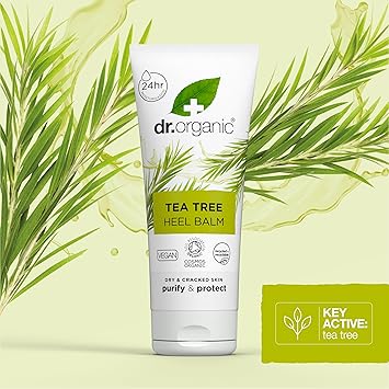 dr.organic Dr Organic Tea Tree Heel Balm Dry Cracked Feet Purifying 24H Moisturisation Natual Sunflower Seed Oil Vegan CrueltyFree Paraben SLS Free Certified Organic 100ml - Image 5