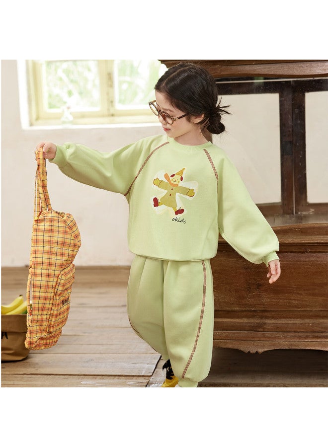 Luson Kindergarten Essential Little O Treasure Baby Sweatshirt Sports Set  Autumn Girls Energetic Two-piece Set