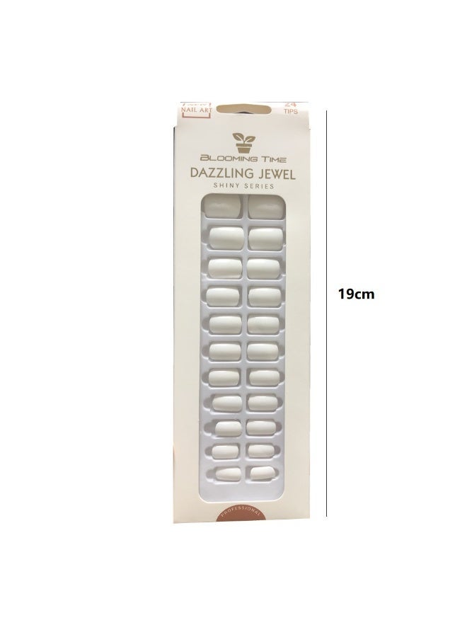 Blooming Time Dazzling Jewel White Artificial Press-On Nails Set - Image 3