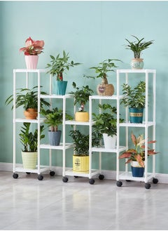LEDIN Floor-standing flower stand balcony living room multi-layer indoor flower pot rack green radish succulent flower stand simple storage rack (White)  - Image 1